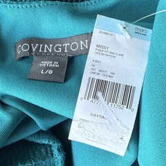 Covington Fit & Flare sleeveless Womens dress Sz L pleated lined scoop back B-11