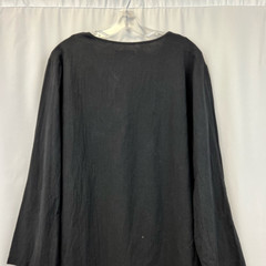 Misslook Womens Shift Dress Solid Black V Neck Long Sleeve Rounded Hemline L