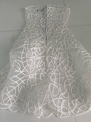 Akira M White Maya Abstract Structured Embroidered Corded Swirling Midi Dress