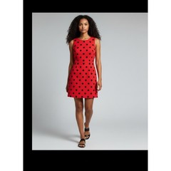 J.Crew Red Black Polka Dot Sleeveless Shift Dress Size 0 A-Line Mini