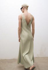 NWT MANGO MNG $250 SELECTION COLLECTION SATIN OPEN BACK DRESS SZ L US 8