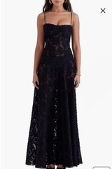 HOUSE OF CB Seren Black Floral Lace Back dress Size S US 4-6 A/C