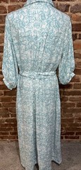 Anthropologie Maeve Irene Linen Shirt Dress Button Down Belt Sky Blue Sz L EUC