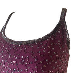 Plum Purple Beaded Mini Dress Sequin Embellished Party Cocktail Glamour Size 12