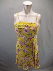 XHILARATION Size S Womens Floral Open Back Slit Ruched Ruffle Short Sundress 231