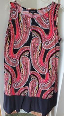 RN Studio By Ronni Nicole Women&rsquo;s Coral Peach Black Paisley Print Casual Dress L