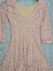 Speechless Womens Lace Dress M Blush Pink Fit Flare Low Back Party Wedding