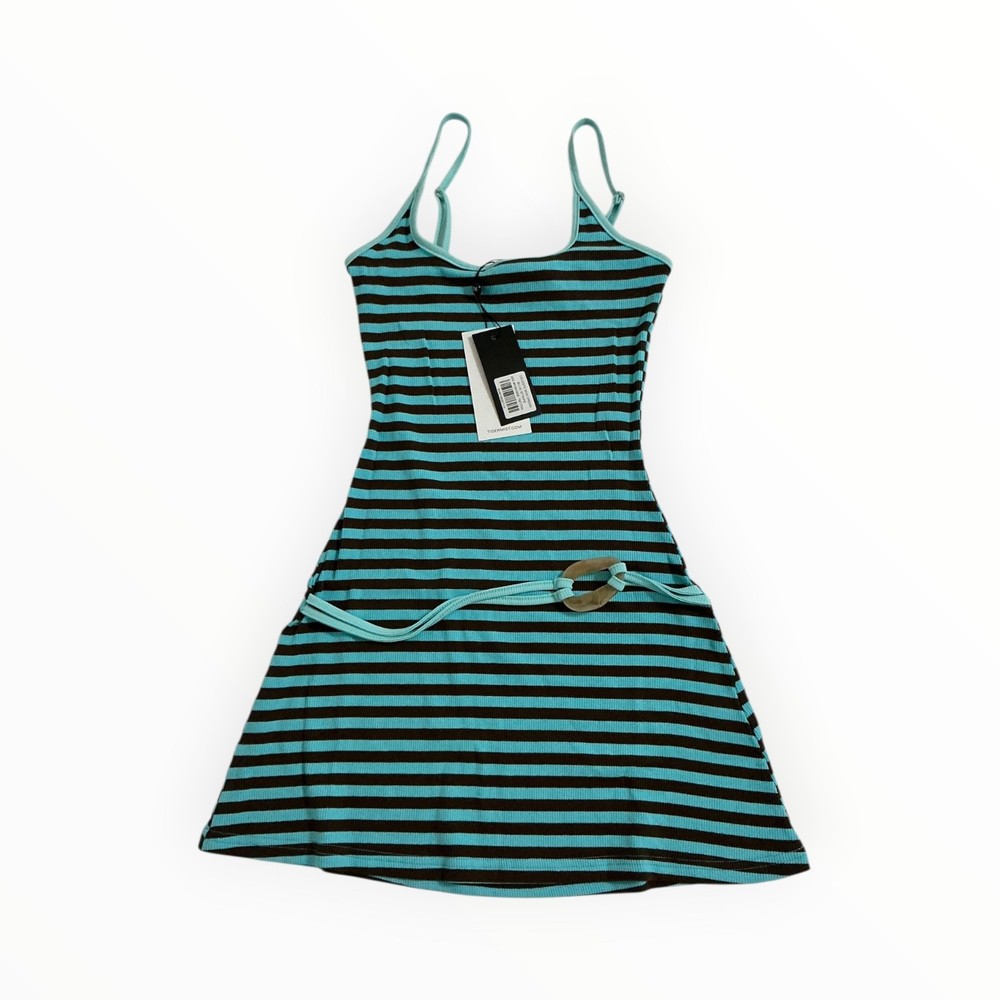 Tiger Mist Celeste Mini Dress Blue Stripe Bodycon Womens XXS Summer Cute