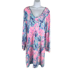 Lilly Pulitzer Davie Dress XL Periwinkle Fan Sea Pants Long Sleeve NWT DR-1895