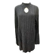 Style & Co. black cutout swing turtleneck cotton blend sweater pleated dress XL