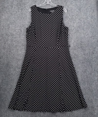 Black Label by Evan-Picone A-Line Dress Womens 18 Polka Dot Lined Sleeveless