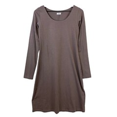 Crea Concept Size 36 (Small US) Brown Cotton Stretch Basic LS Dress Knee Length