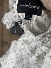 NWT Needle & Thread White Polka Dot Evelyn Backless Micro Mini Dress 4 #xh