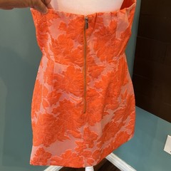 Showpo. BRAILEY MINI DRESS Strapless Dress Orange Jacquard Size 10