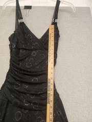 Trixxi Dress Womens Size Medium Black w/ Silver Glitter Rhinestone Prom Elegant