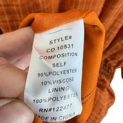 NSR Orange Plaid Long Sleeve Smocked Waist Lined Lightweight Mini Dress Size M