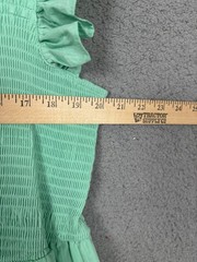 On 34th Plus Size Woven Solid Smocked Ruffled MIDI Dress 1X Sea Mist Green NWT&rsquo;s