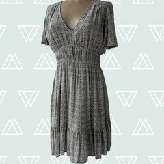 Boho Summer Dress Olive Green Juniors&rsquo; Rewind Flutter Sleeve Medium New with tag