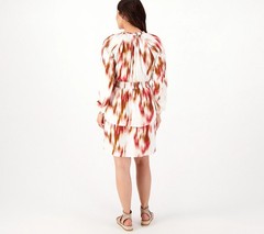 Candace Cameron Bure Printed Woven Mini Dress,Rose Gold Regular Large A593161