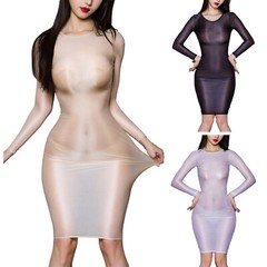 Womens Midi Dress Nightwear Sexy Nightclub Bodycon Bikini Glossy Babydoll Oil