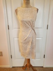 J. McLaughlin Kamala Dress Beige Crocodile Print, Faux Suede (Size XS)