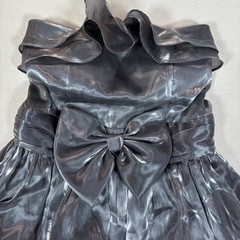 DASH Collection Metallic Silver Strapless Ruffle Bow Tiered Cocktail Dress Small