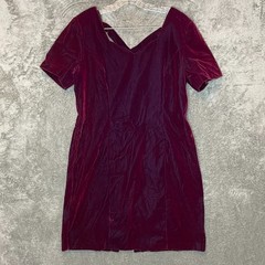 Vtg Women Dark Romantic Whimsigoth Velvet Criss Cross Detail Sheath Dress 14P