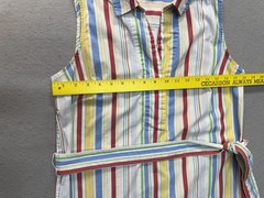 Nautica Shirt Dress Womens Medium Multicolor Stripe Sleeveless Belted Cotton