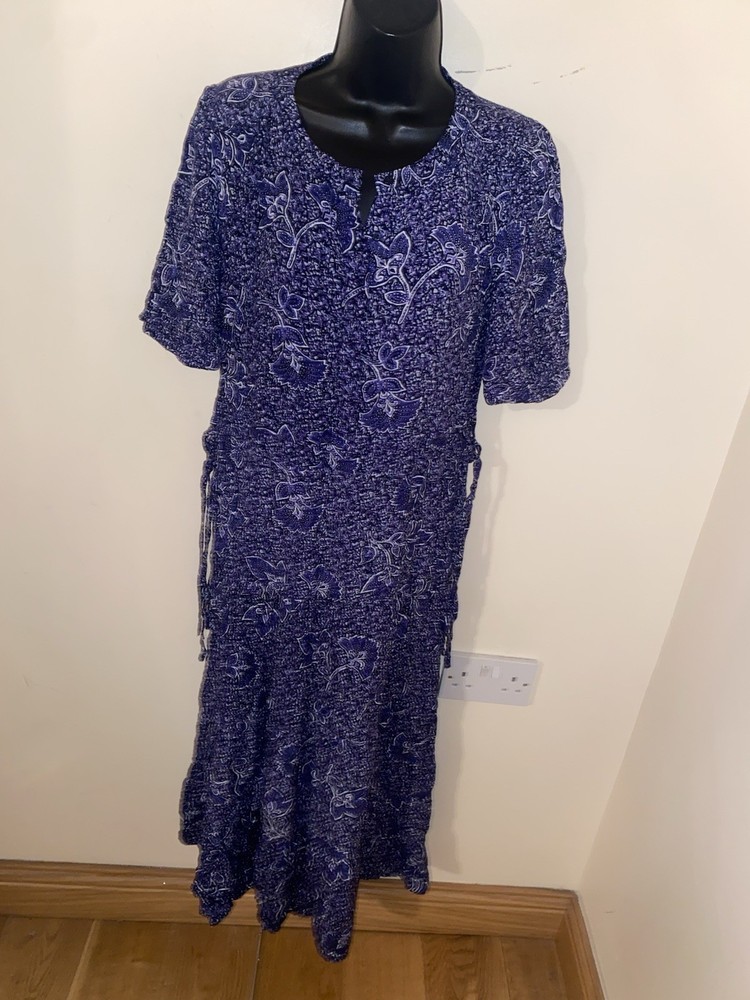 Next Navy Print Long Dress Size 8 ( 921)