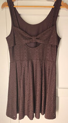 LOFT Womens Medium Brown Eyelet Fit Flare Dress Sleeveless Bow Cutout Lined