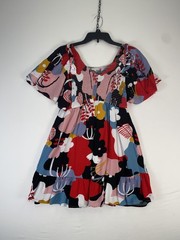 Jodifl Dress Womens Small Multicolor Floral Smocked Puff Sleeve Boho Sundress
