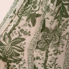 Jones New York Silk Chiffon Green Tan Floral Midi Dress Spring Summer Women 10 L