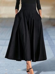 New In Dresses Solid Color A-line Skirts for Woman Clothing High Elastic Waist L