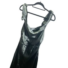 Petal & Pup Selma Gray One-Shoulder Satin Evening Gown Size L NWOT