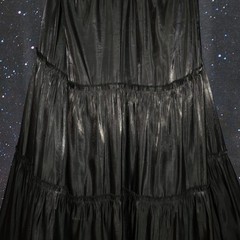 AQUA Dress Sz M Black Metallic Tiered Ruffle Strappy Maxi NWT