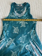 India Boutique Dress Womens One Size Blue Sea Turtle Sparkles Beach Lace Back