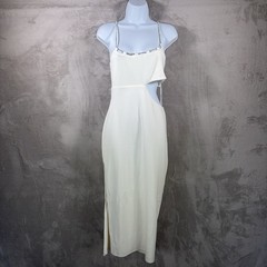 Lovers & Friends Cut Out Midi Dress Womens Size Medium White Beaded Side Slit