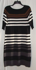 Black Brown & White STRIPE Short Sleeve SWEATER DRESS Sz XL by ALLISON BRITTNEY