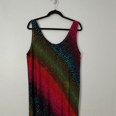 Jostar Maxi Dress Maximalist Animal Print Slinky Stretch Travel Boho Women XL
