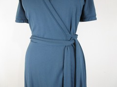 Ann Taylor Plus Size Solid Dark Teal Blue Jade Wrap Midi Dress 16 Formal Career