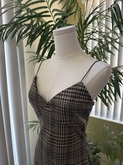WINDSOR Chic Plaid Spaghetti Strap Mini Dress Size L NWNT