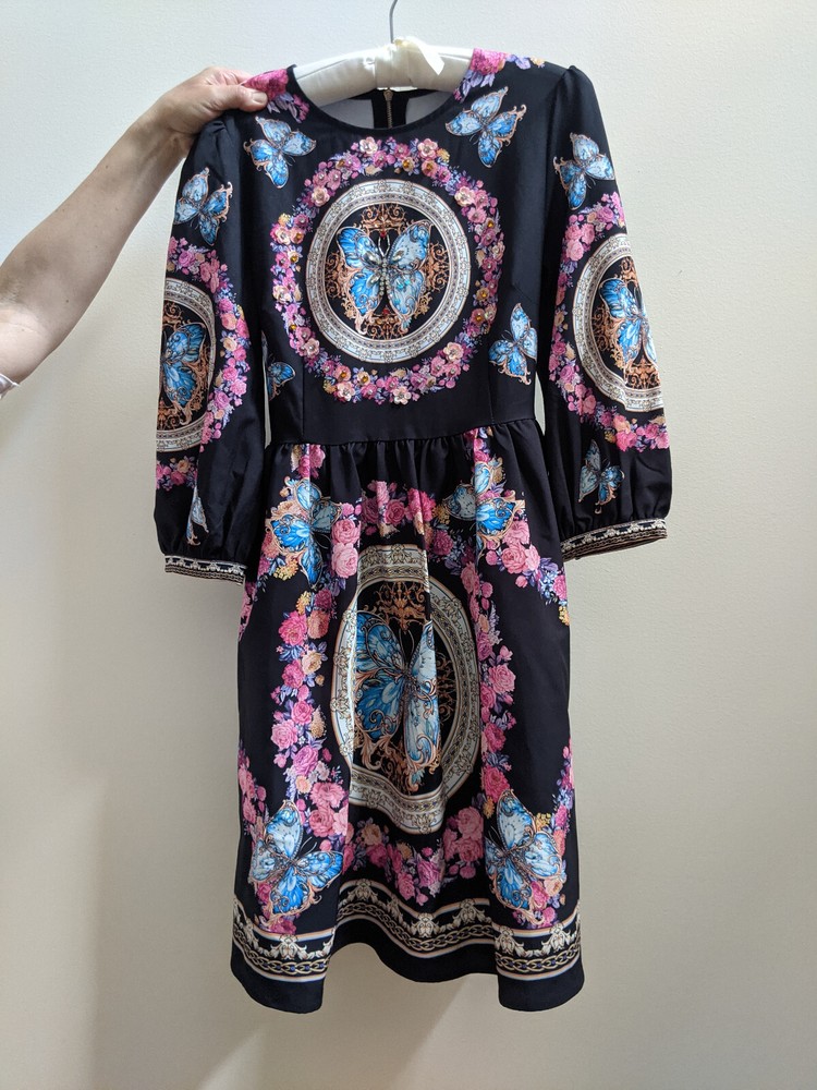 Burryco Butterfly Black & Flower print dress EX211416 Size 6, Size M, NWT