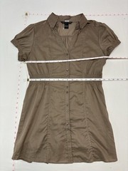 Antilia Femme Brown Button-Front Mini Dress 305 Large 100% Cotton every day work