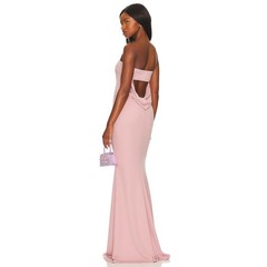NWT Katie May Blush Mary Kate Strapless Cut-Out Drape Back Mermaid Gown Small