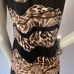 Dana Buchman Animal Print Cowl Neck Sleeveless Sheath Knee Dress XS Stretch