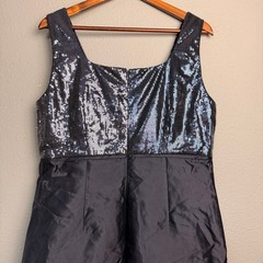 Talbots Black Silk Blend Sequin Sheath Dress Sz 14 Cocktail Party Dance Wedding