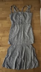 Lolitta Linen Blend Criss Cross Strap Cut Out Midi Striped Dress 38 US 6