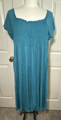 MM Plus MM+ Smocked Top Full Swing Turquoise Green Dress Sz 1X Made in USA