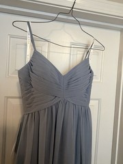 Azazie Alia Dusty Blue Chiffon Formal Dress US 4 Pleated Sweetheart Neckline