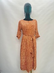 Brand New Toast Burnt Orange Geometric Midi Tie Waist Dress Size 10